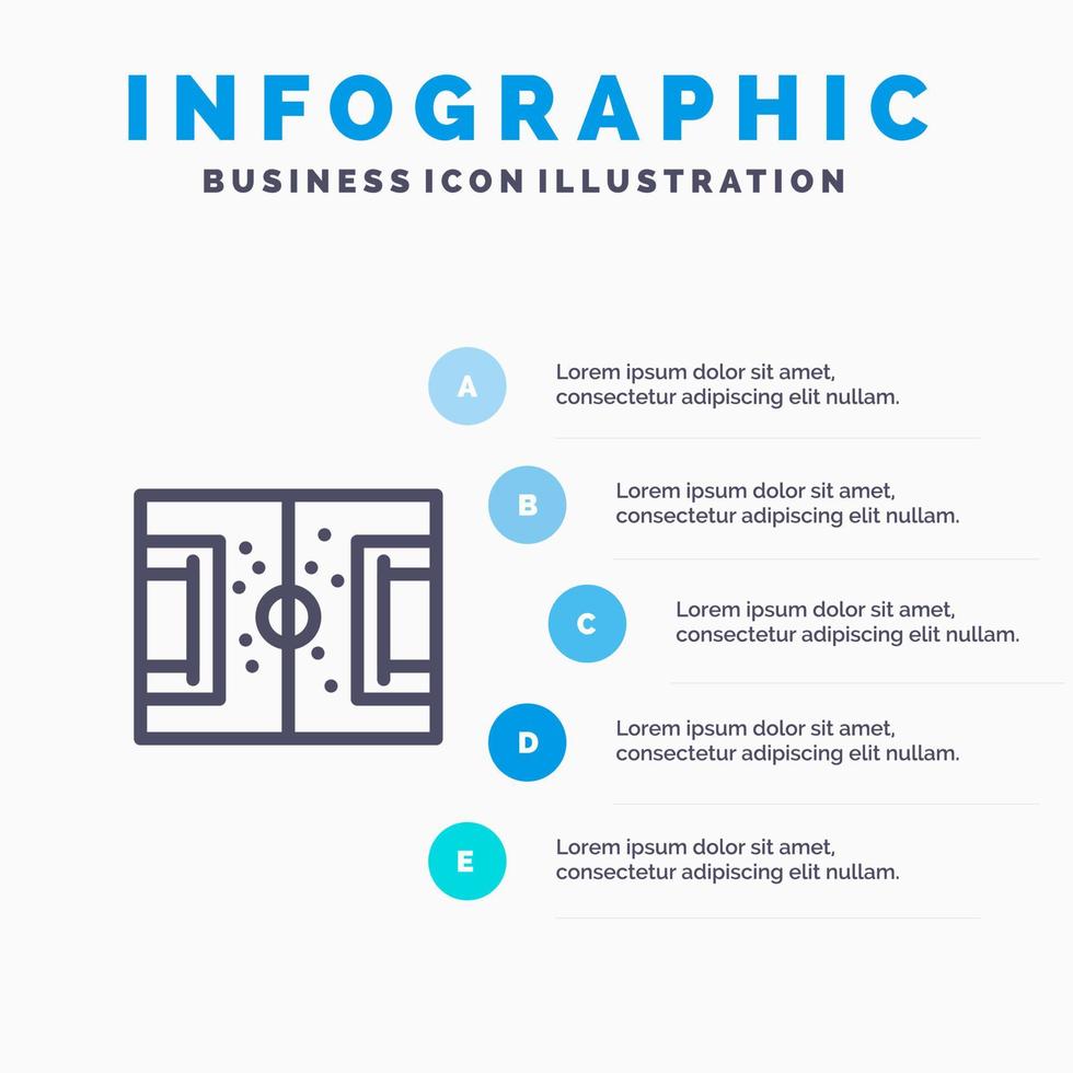 Field Football Game Pitch Soccer Line icon with 5 steps presentation infographics Background vector