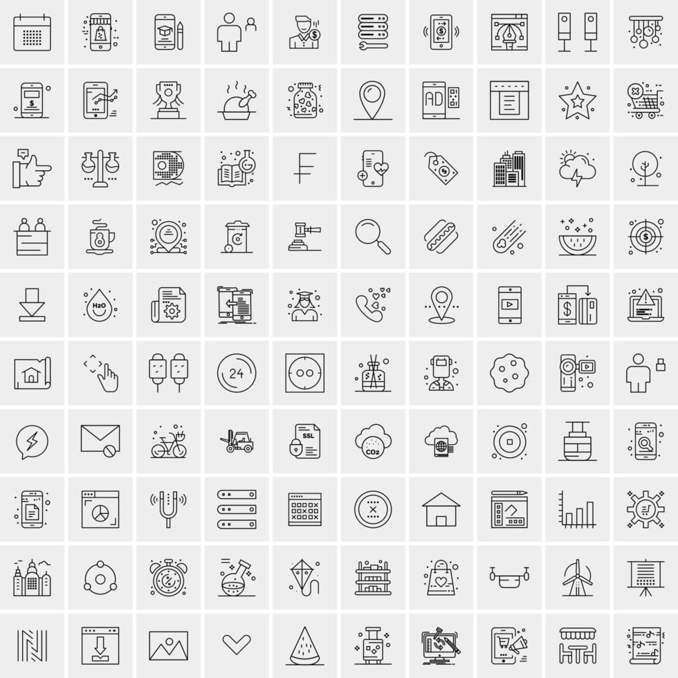 Set of 100 Creative Business Line Icons vector