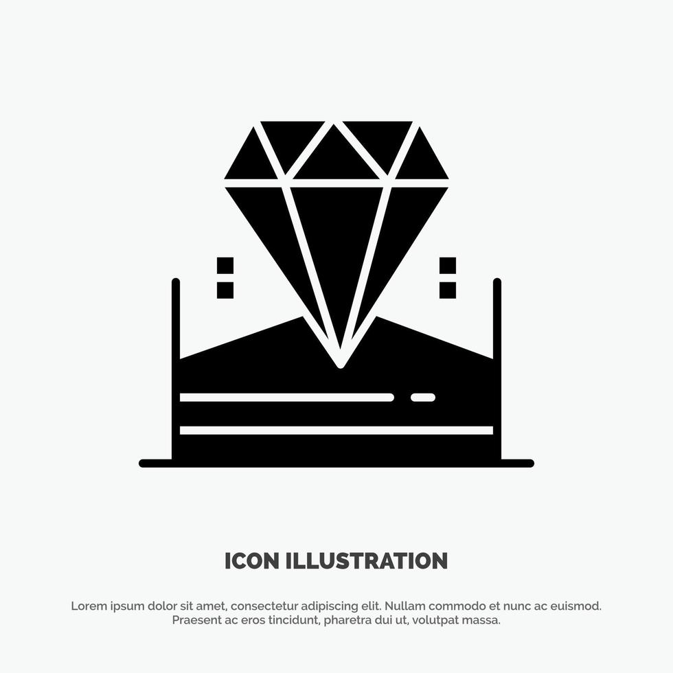 Brilliant Diamond Jewel Hotel Solid Black Glyph Icon vector