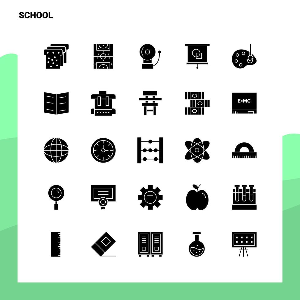 25 School Icon set Solid Glyph Icon Vector Illustration Template For Web and Mobile Ideas for business company