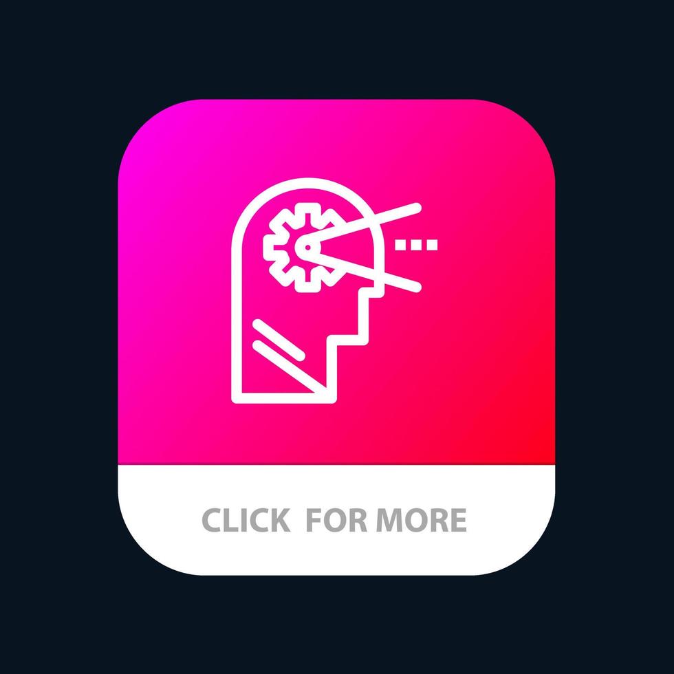 Cognitive Process Mind Head Mobile App Button Android and IOS Line Version vector