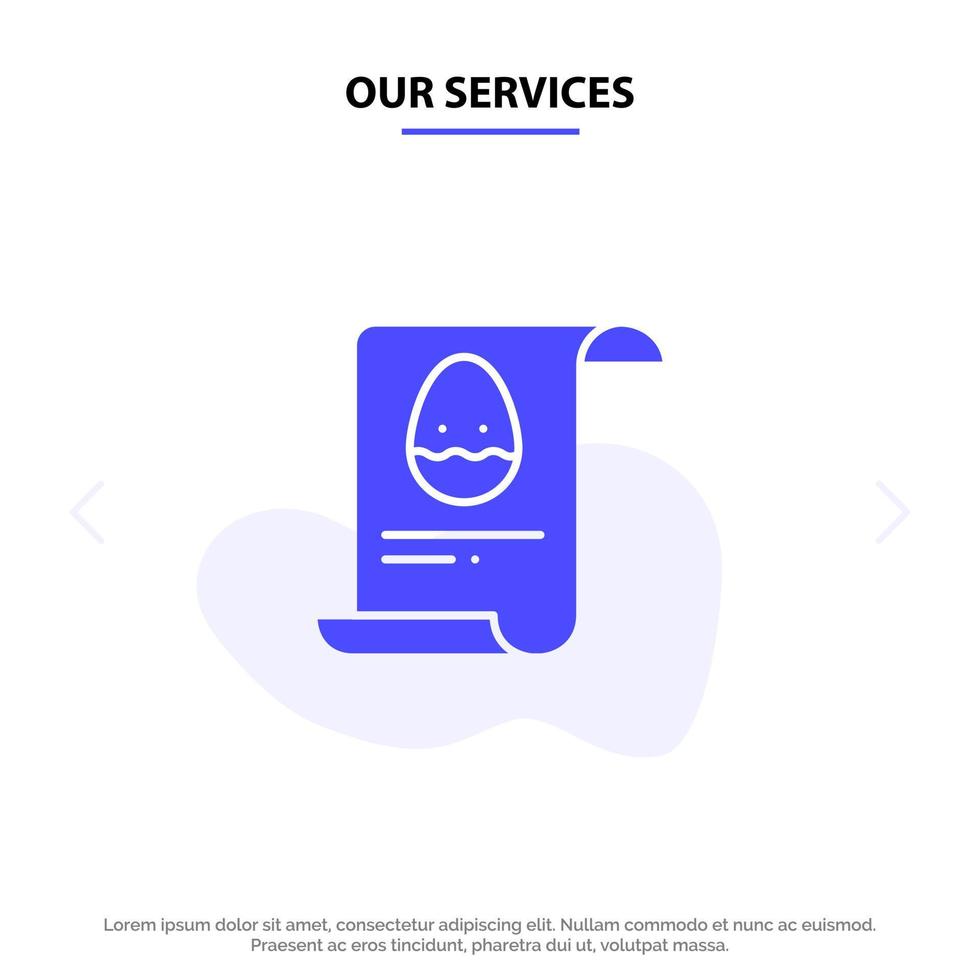 Our Services File Data Easter Egg Solid Glyph Icon Web card Template vector