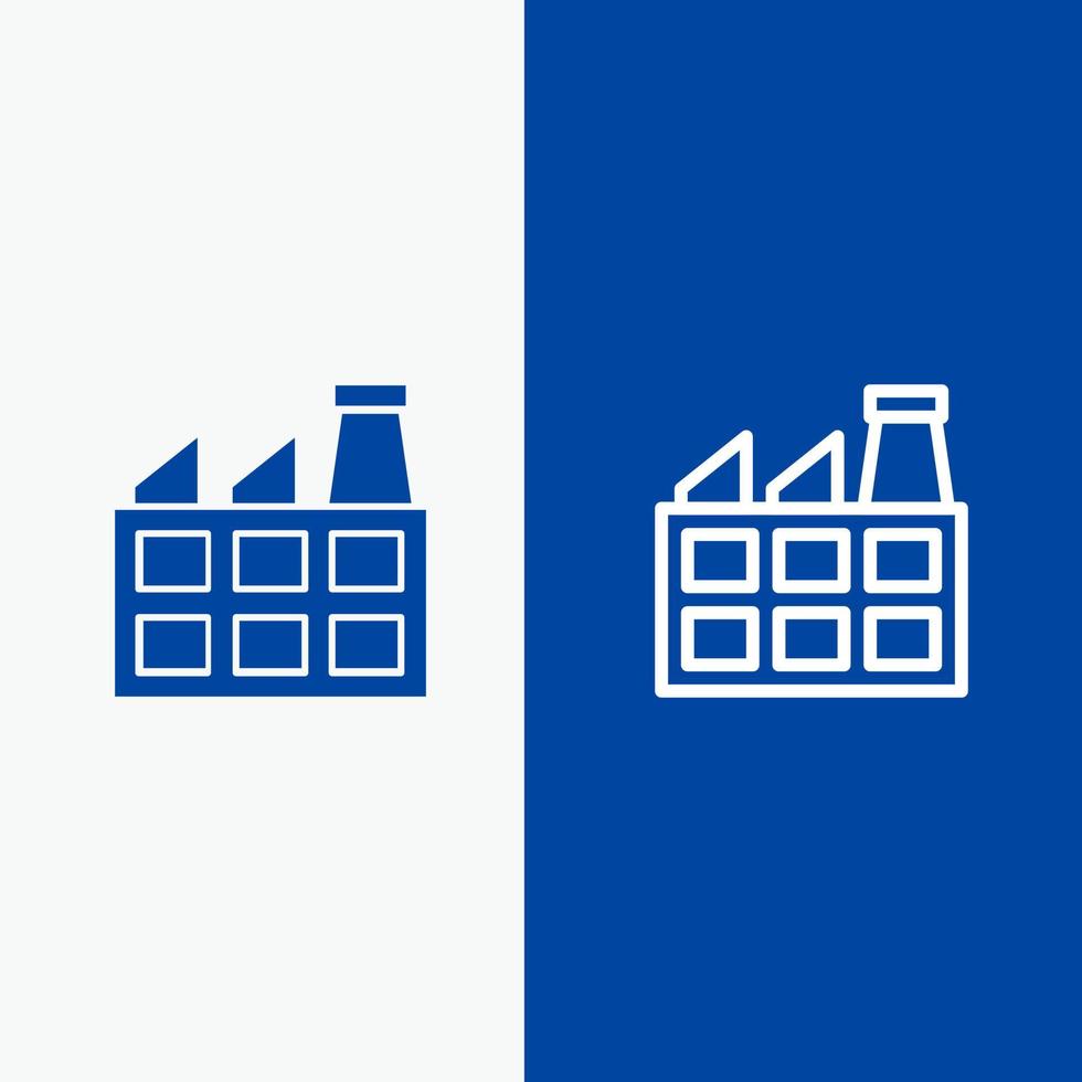 industria de la construcción línea y glifo icono sólido bandera azul línea y glifo icono sólido bandera azul vector