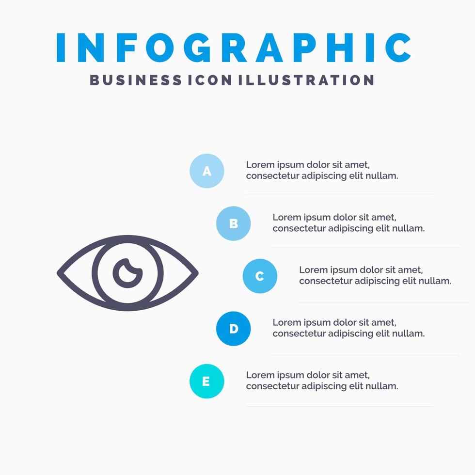 App Basic Icon Design Eye Mobile Line icon with 5 steps presentation infographics Background vector