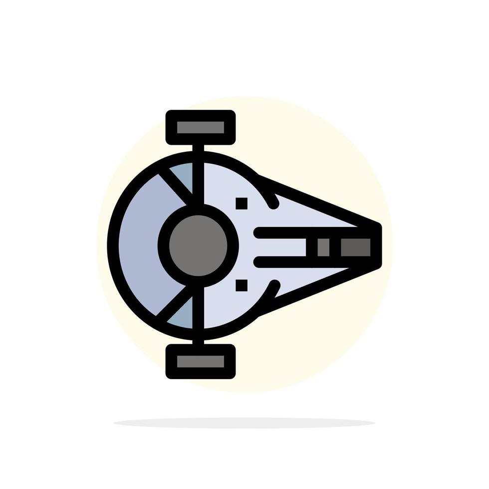 Cruiser Fighter Interceptor Ship Spacecraft Abstract Circle Background Flat color Icon vector