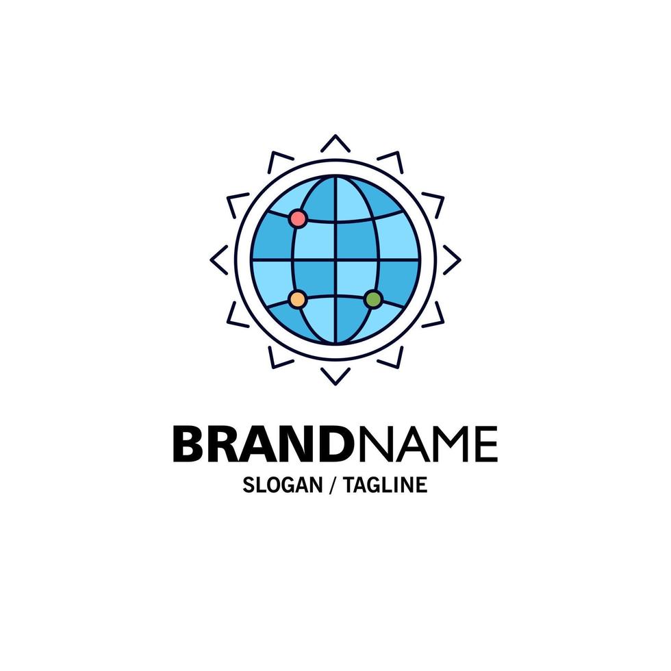 World globe SEO business optimization Flat Color Icon Vector