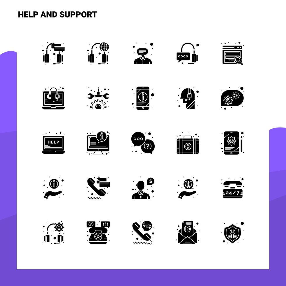25 Help And Support Icon set Solid Glyph Icon Vector Illustration Template For Web and Mobile Ideas for business company