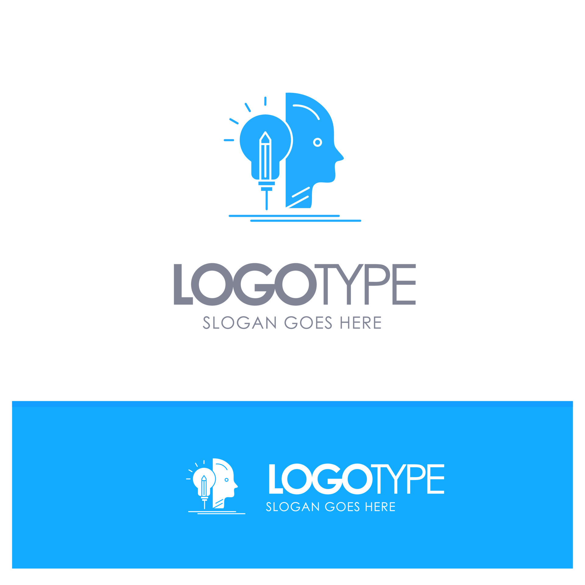 User Mind Making Programming Blue Solid Logo with place for tagline ...