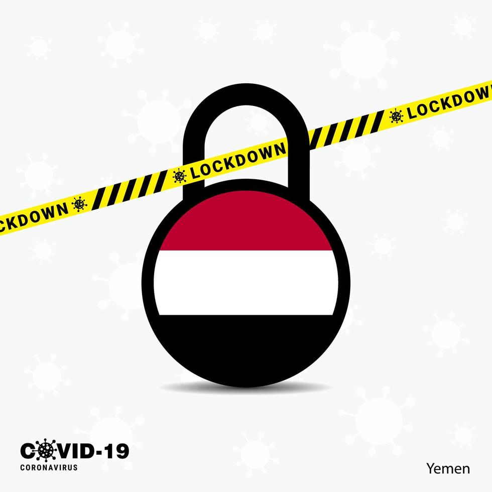 Yemen Lock DOwn Lock Coronavirus pandemic awareness Template COVID19 Lock Down Design vector