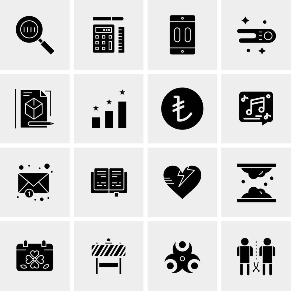 16 iconos de negocios universales vector ilustración de icono creativo para usar en proyectos relacionados con la web y dispositivos móviles