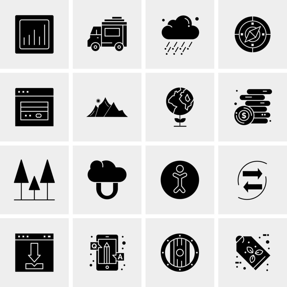 16 iconos de negocios universales vector ilustración de icono creativo para usar en proyectos relacionados con la web y dispositivos móviles