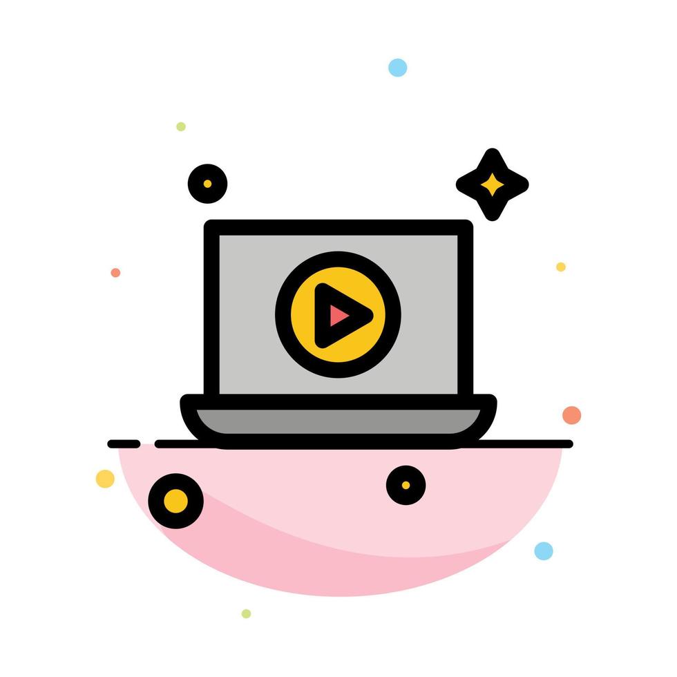 Laptop Play Video Abstract Flat Color Icon Template vector