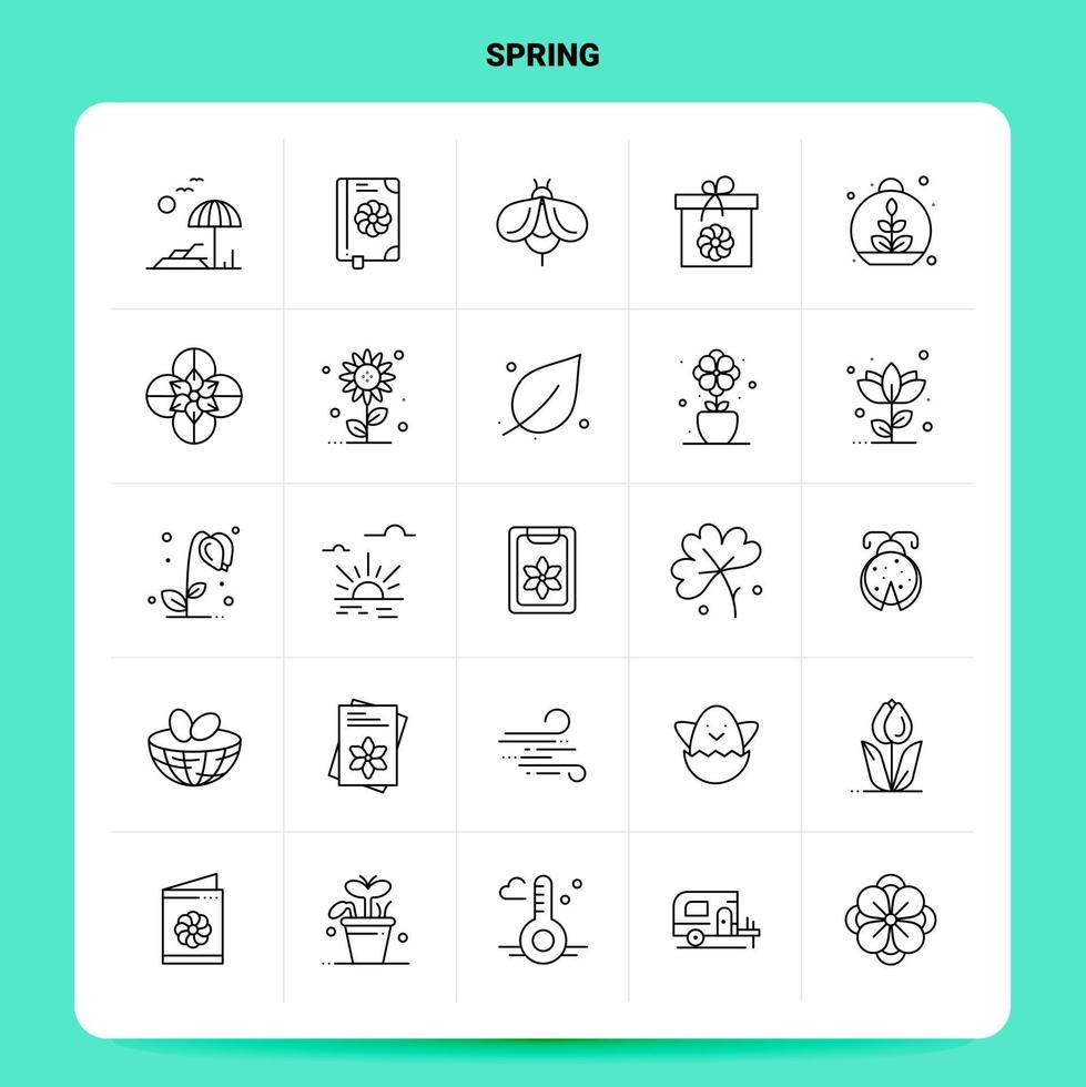 contorno 25 conjunto de iconos de primavera diseño de estilo de línea vectorial conjunto de iconos negros paquete de pictogramas lineales ideas de negocios web y móviles diseño ilustración vectorial vector