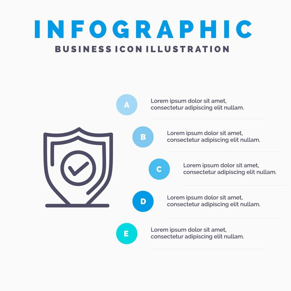 Confirm Protection Security Secure Line icon with 5 steps presentation infographics Background vector