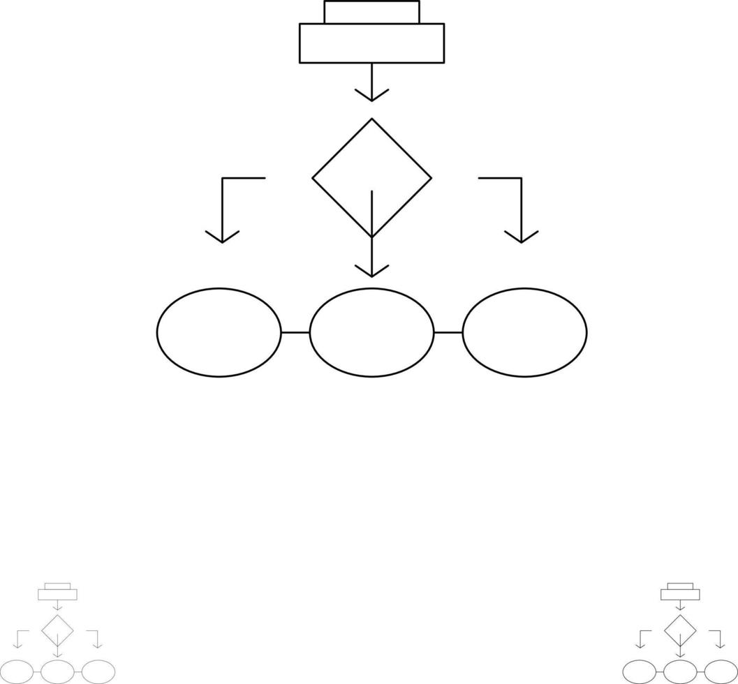 Flowchart Algorithm Business Data Architecture Scheme Structure Workflow Bold and thin black line icon set vector