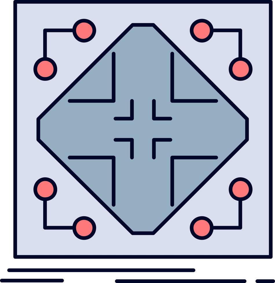 Data infrastructure network matrix grid Flat Color Icon Vector