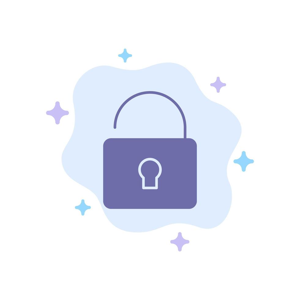 Unlock Lock Security Blue Icon on Abstract Cloud Background vector