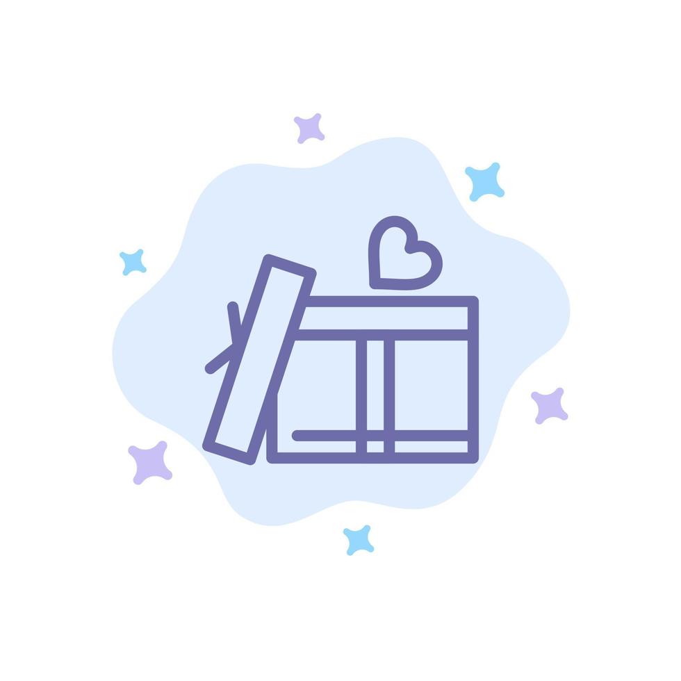 Gift box Heart Love Blue Icon on Abstract Cloud Background vector