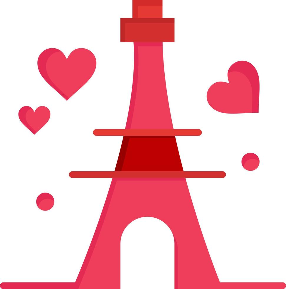 Tower Love Heart Wedding  Flat Color Icon Vector icon banner Template