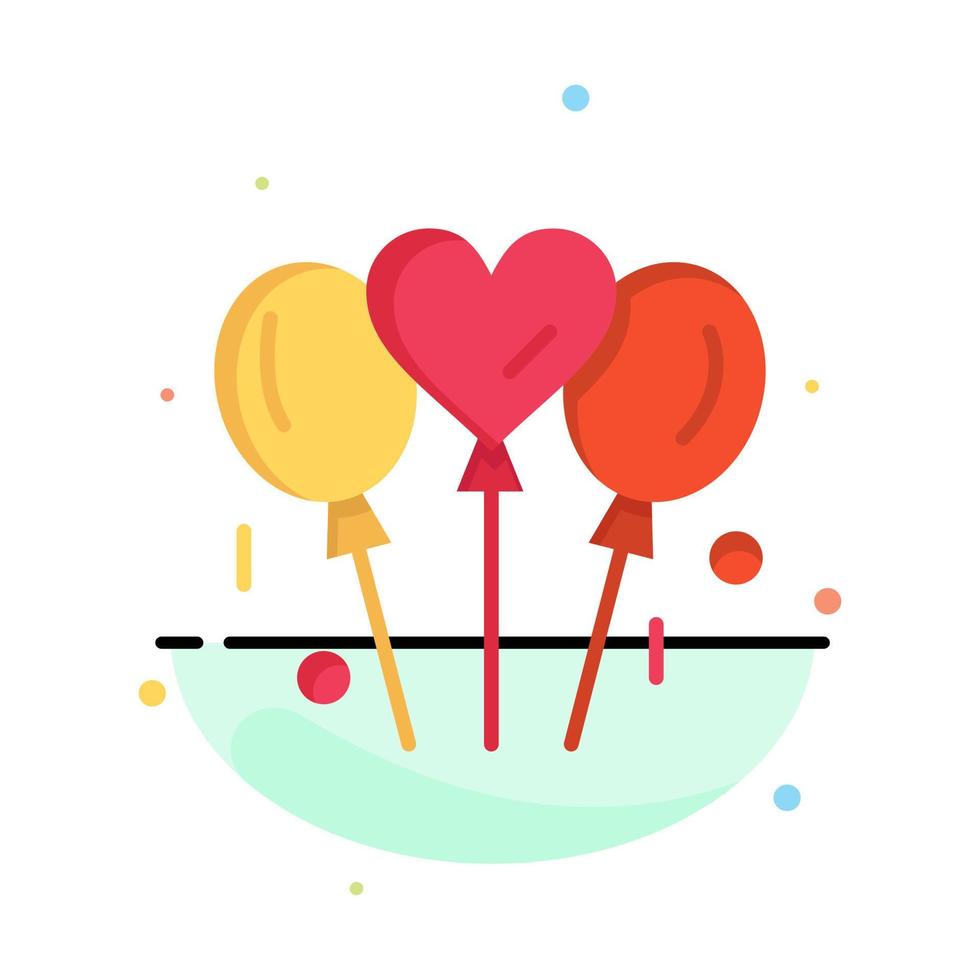 Balloon Love Wedding Heart Abstract Flat Color Icon Template vector