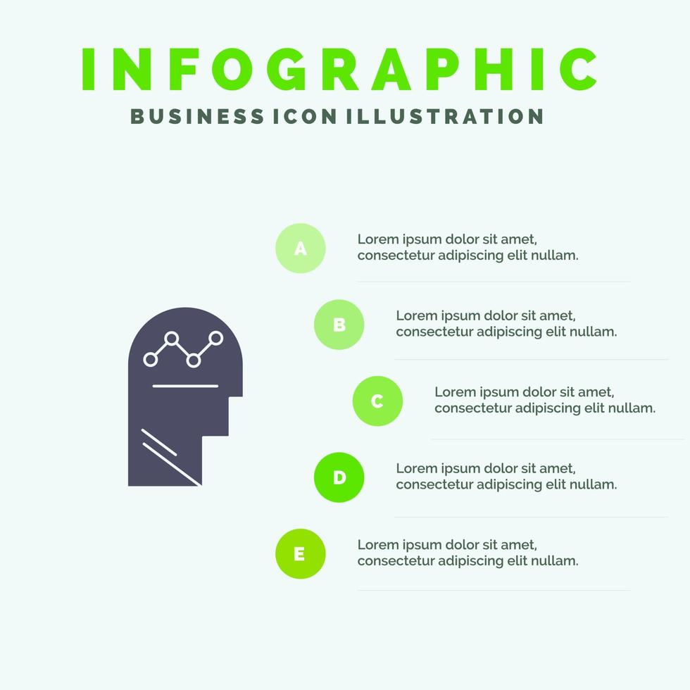 User Process Success Man Thinking Solid Icon Infographics 5 Steps Presentation Background vector