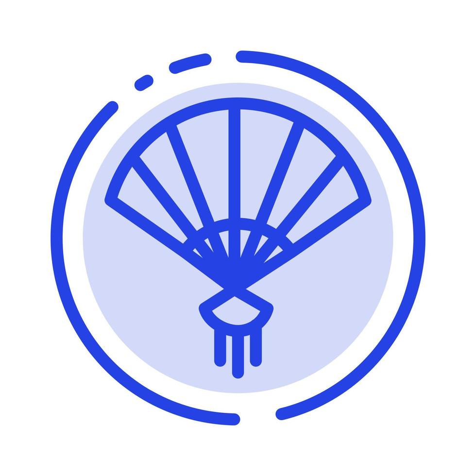 Fan Hand China Chinese Blue Dotted Line Line Icon vector