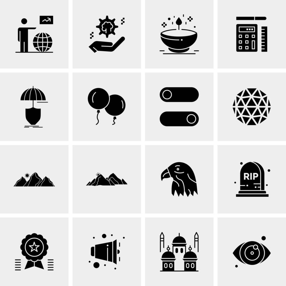 16 iconos de negocios universales vector ilustración de icono creativo para usar en proyectos relacionados con la web y dispositivos móviles