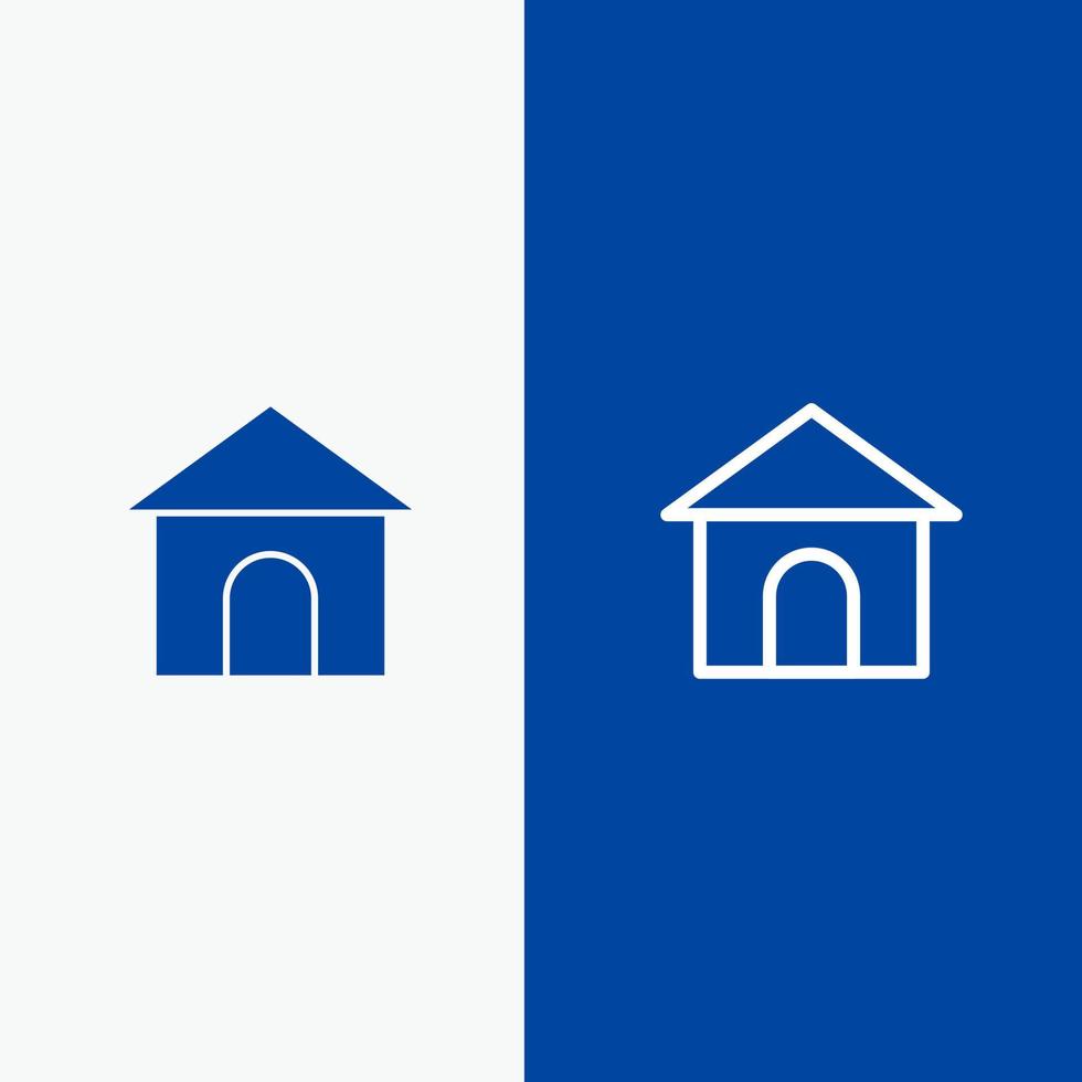 Building Hose House Shop Line and Glyph Solid icon Blue banner Line and Glyph Solid icon Blue banner vector