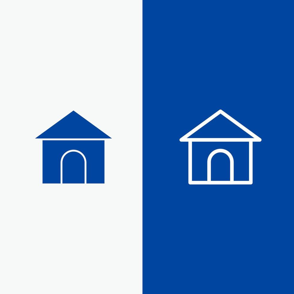 Building Hose House Shop Line and Glyph Solid icon Blue banner Line and Glyph Solid icon Blue banner vector