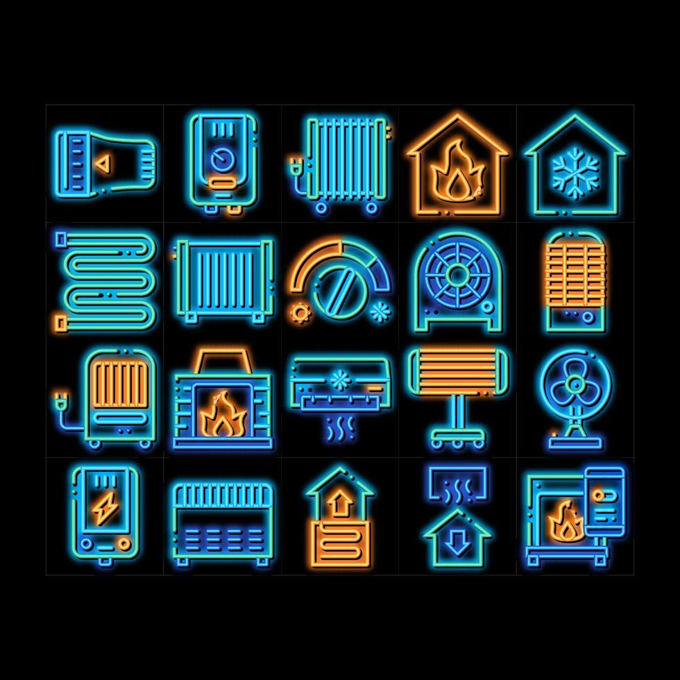 Heating And Cooling neon glow icon illustration vector