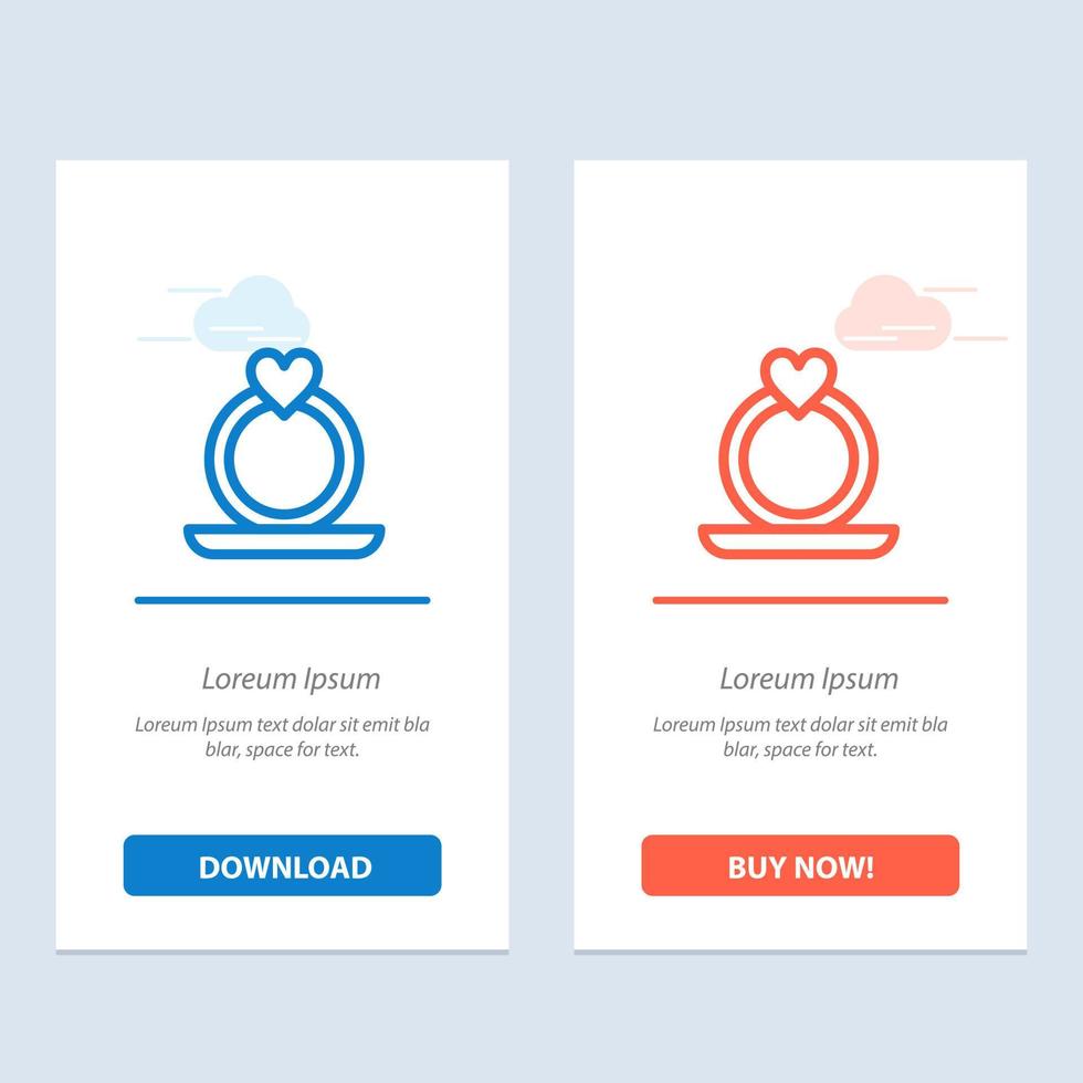 Ring Heart Proposal  Blue and Red Download and Buy Now web Widget Card Template vector