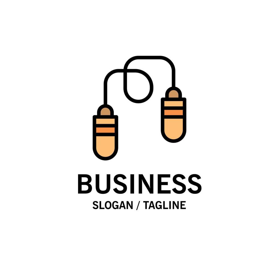 Exercise Fitness Jump Rope Jumping Business Logo Template Flat Color vector