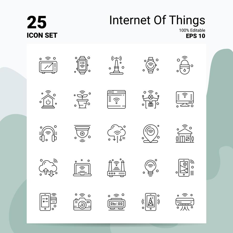 25 Internet Of Things Icon Set 100 Editable EPS 10 Files Business Logo Concept Ideas Line icon design vector