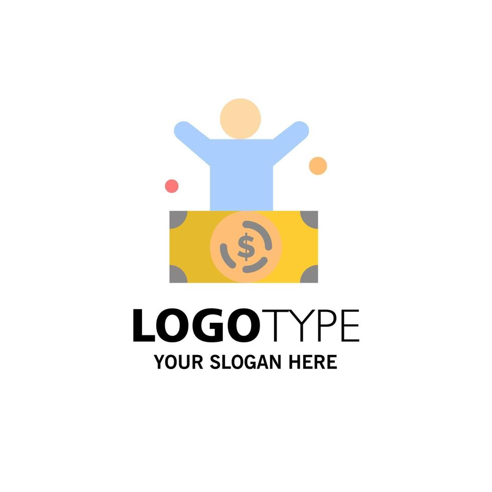 Billionaire Man Millionaire Person Rich Business Logo Template Flat Color vector