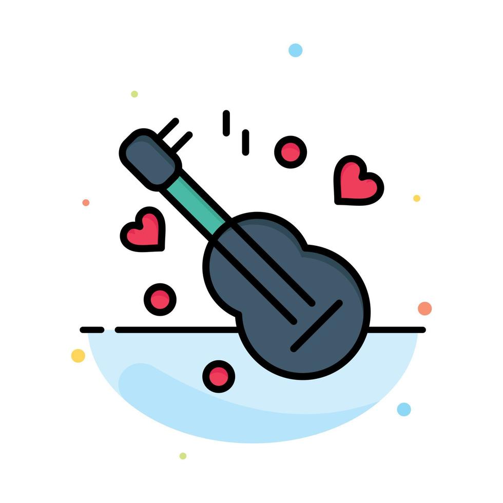 Guitar Song Music Love Abstract Flat Color Icon Template vector