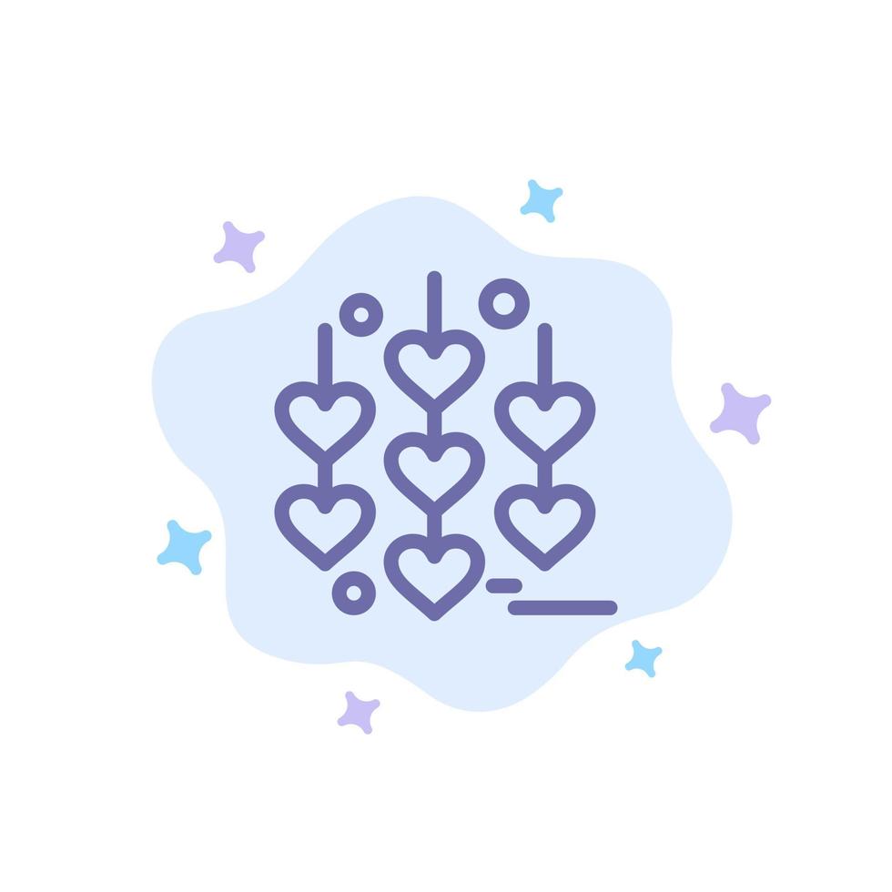 Heart Love Chain Blue Icon on Abstract Cloud Background vector