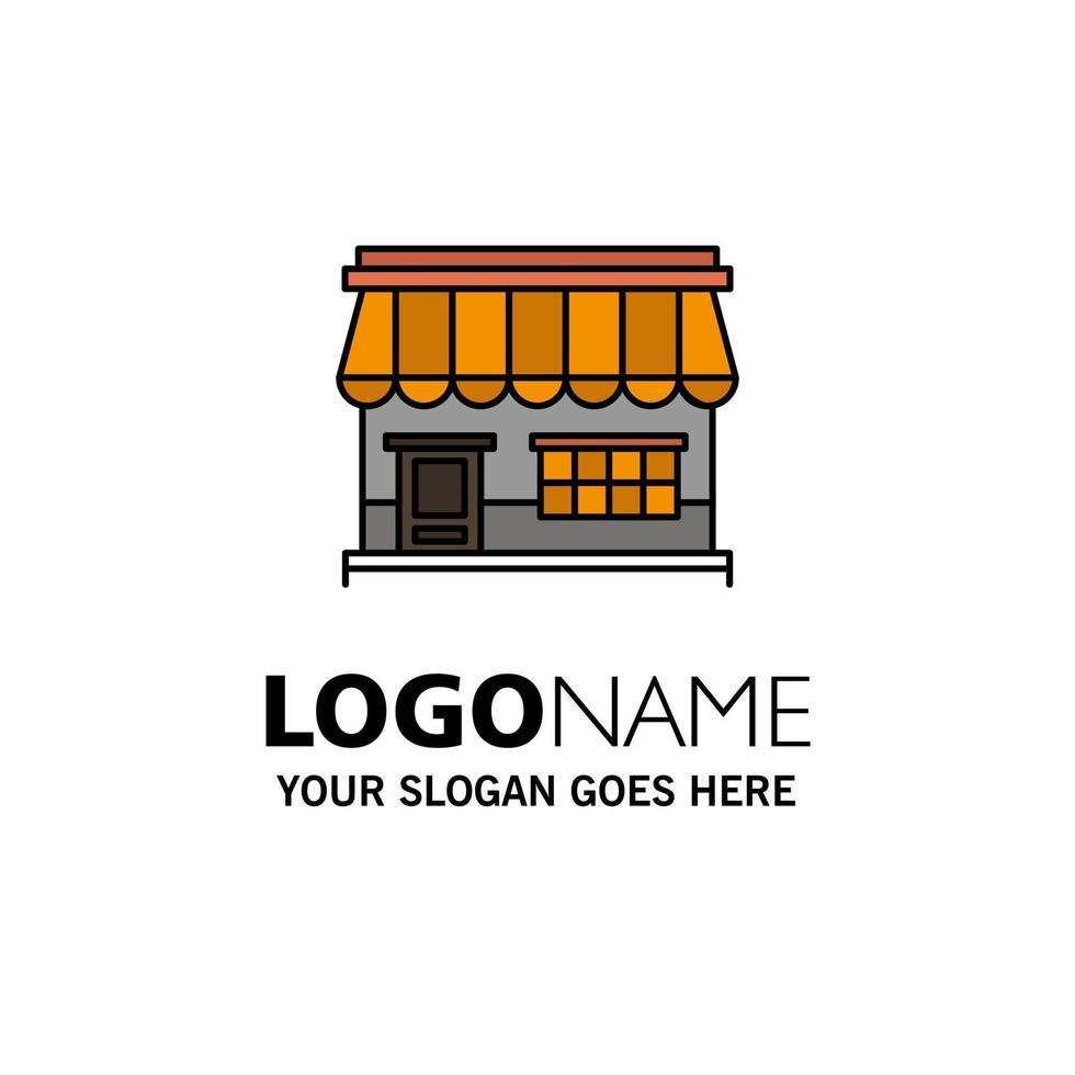 Shop Online Market Store Building Business Logo Template Flat Color vector