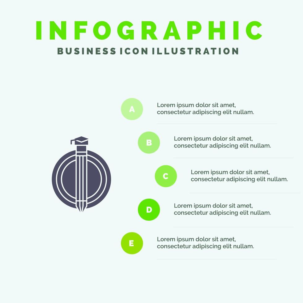 Success Degree Bonus Graduate Solid Icon Infographics 5 Steps Presentation Background vector