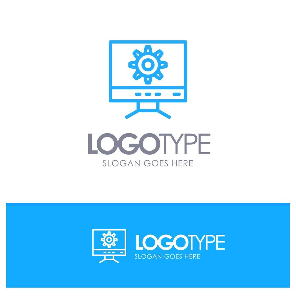 Computer Setting Design Blue Outline Logo Place for Tagline vector