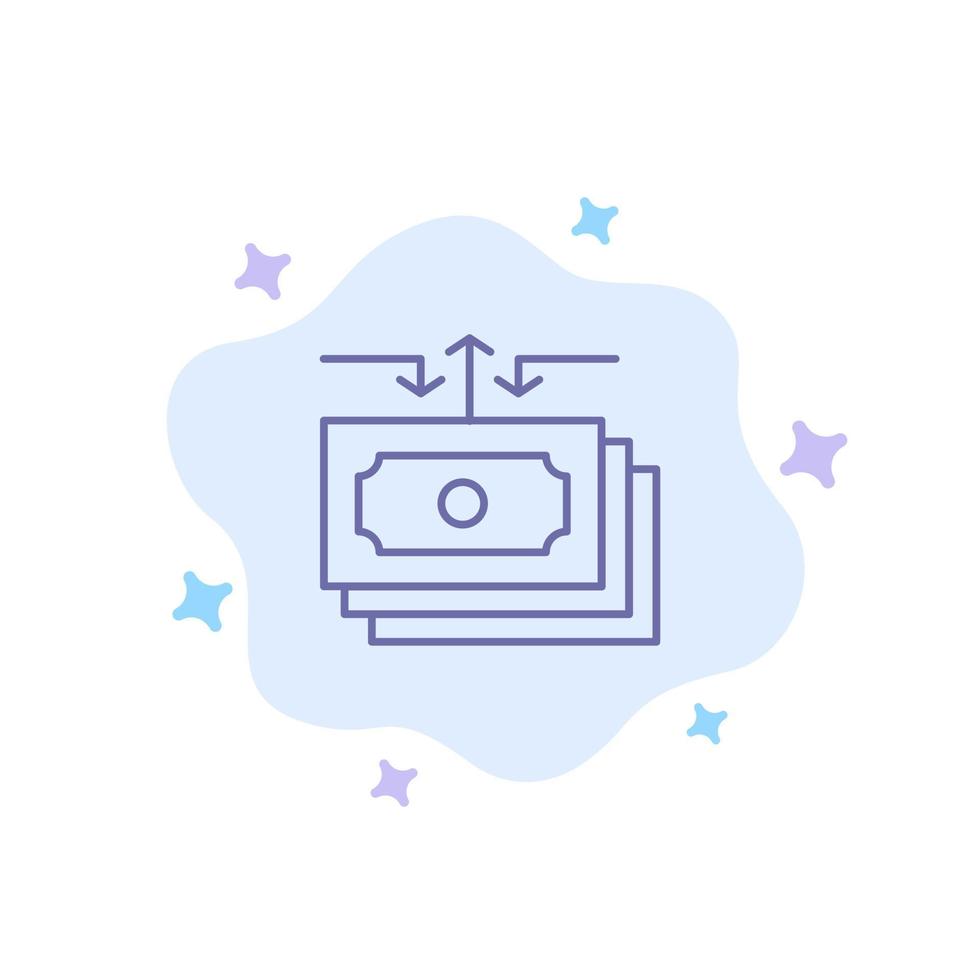 Dollar Flow Money Cash Report Blue Icon on Abstract Cloud Background vector