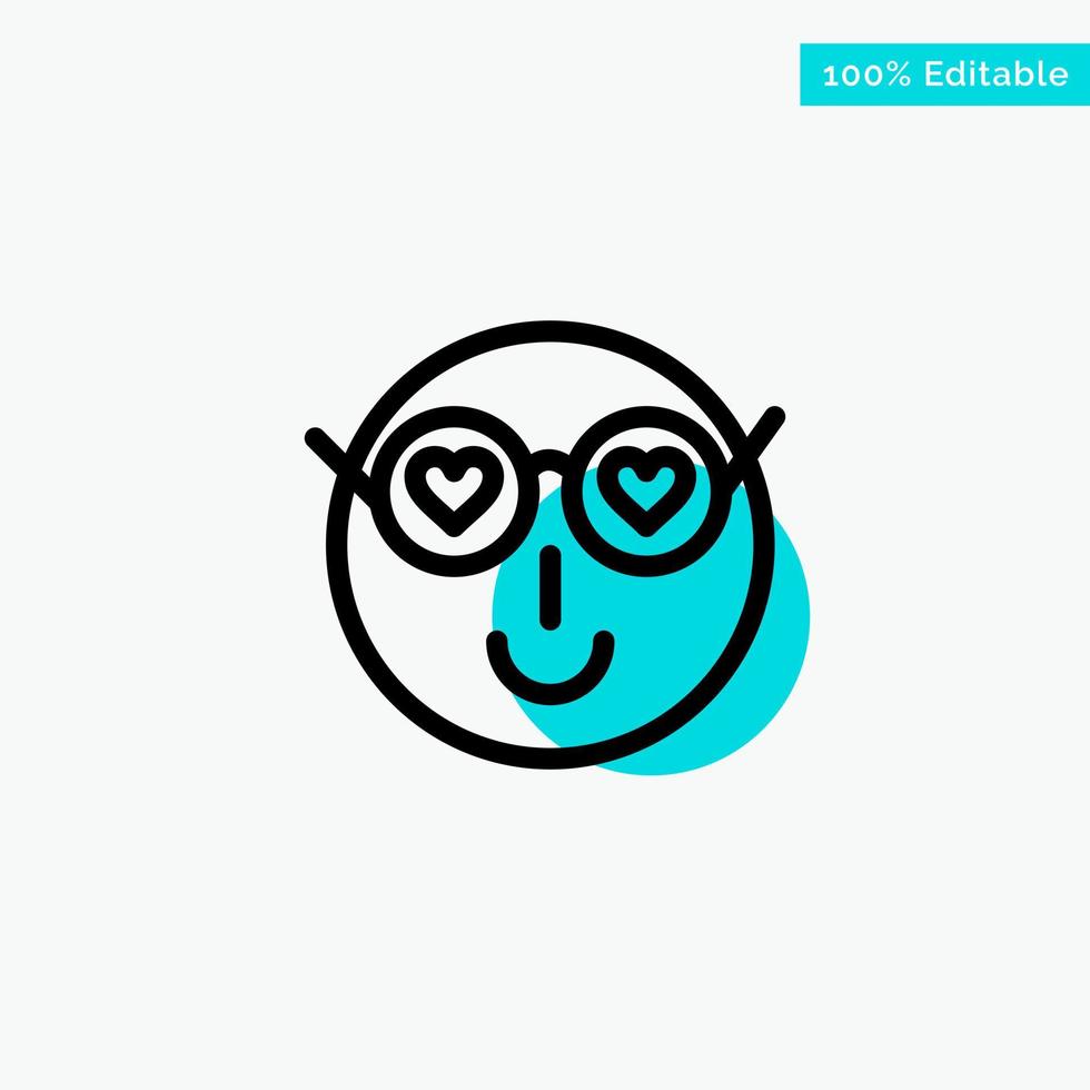 Smiley Emojis Love Cute User turquoise highlight circle point Vector icon