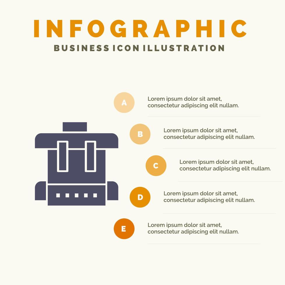 bolsa educación escuela sólido icono infografía 5 pasos presentación antecedentes vector