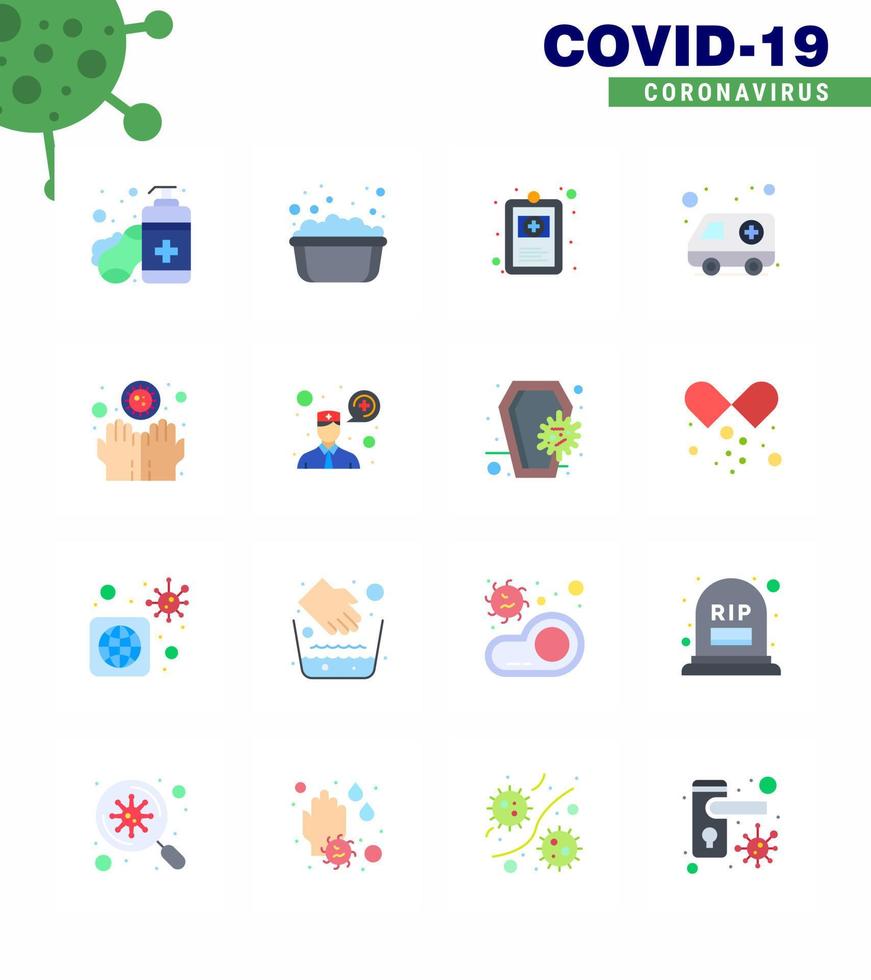 conjunto de iconos de prevención de coronavirus 25 enfermedad azul transporte registro clínico hospital ambulancia coronavirus viral 2019nov enfermedad vector elementos de diseño