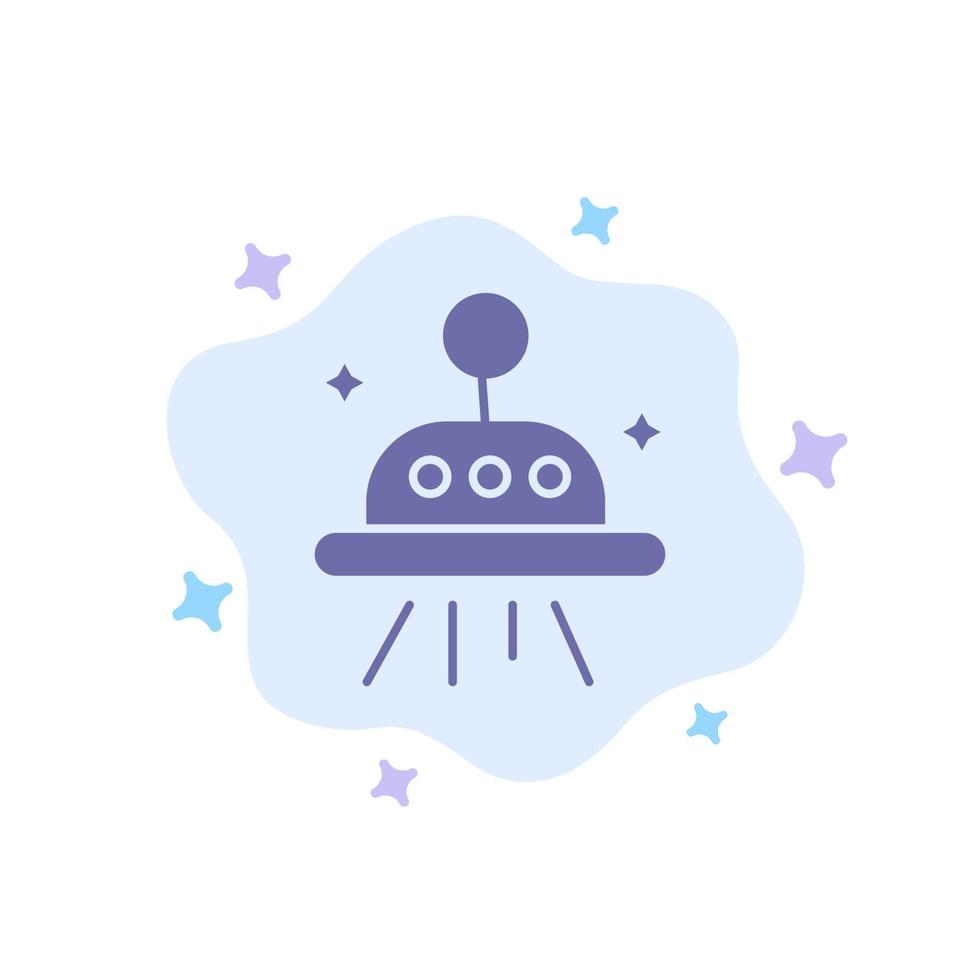 Astronomy Space Ufo Blue Icon on Abstract Cloud Background vector