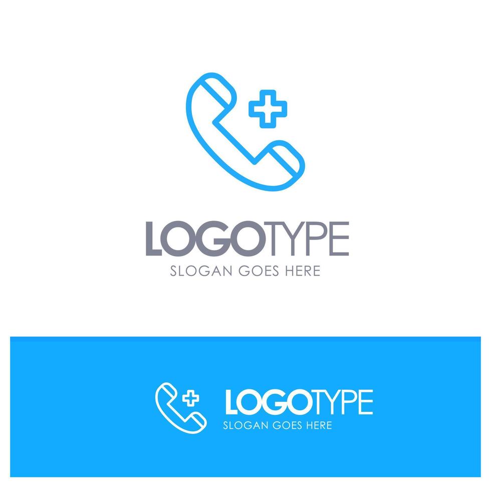 llame al teléfono del hospital eliminar el logotipo de contorno azul con lugar para el eslogan vector