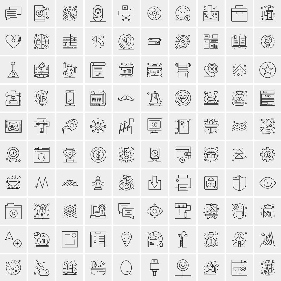 Set of 100 Creative Business Line Icons vector