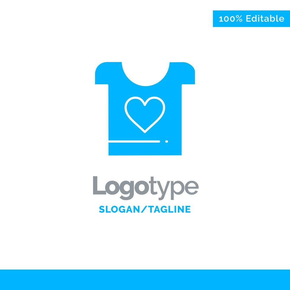 Clothes Love Heart Wedding Blue Solid Logo Template Place for Tagline vector