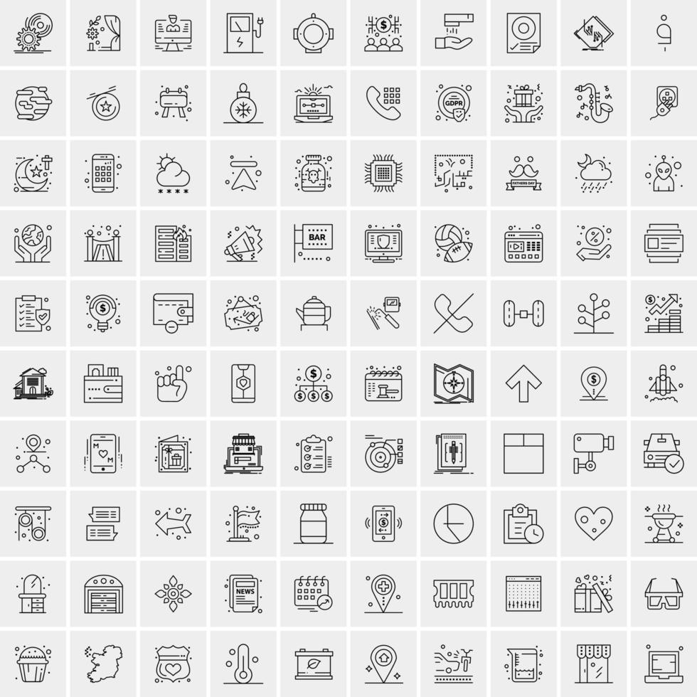 Set of 100 Creative Business Line Icons vector