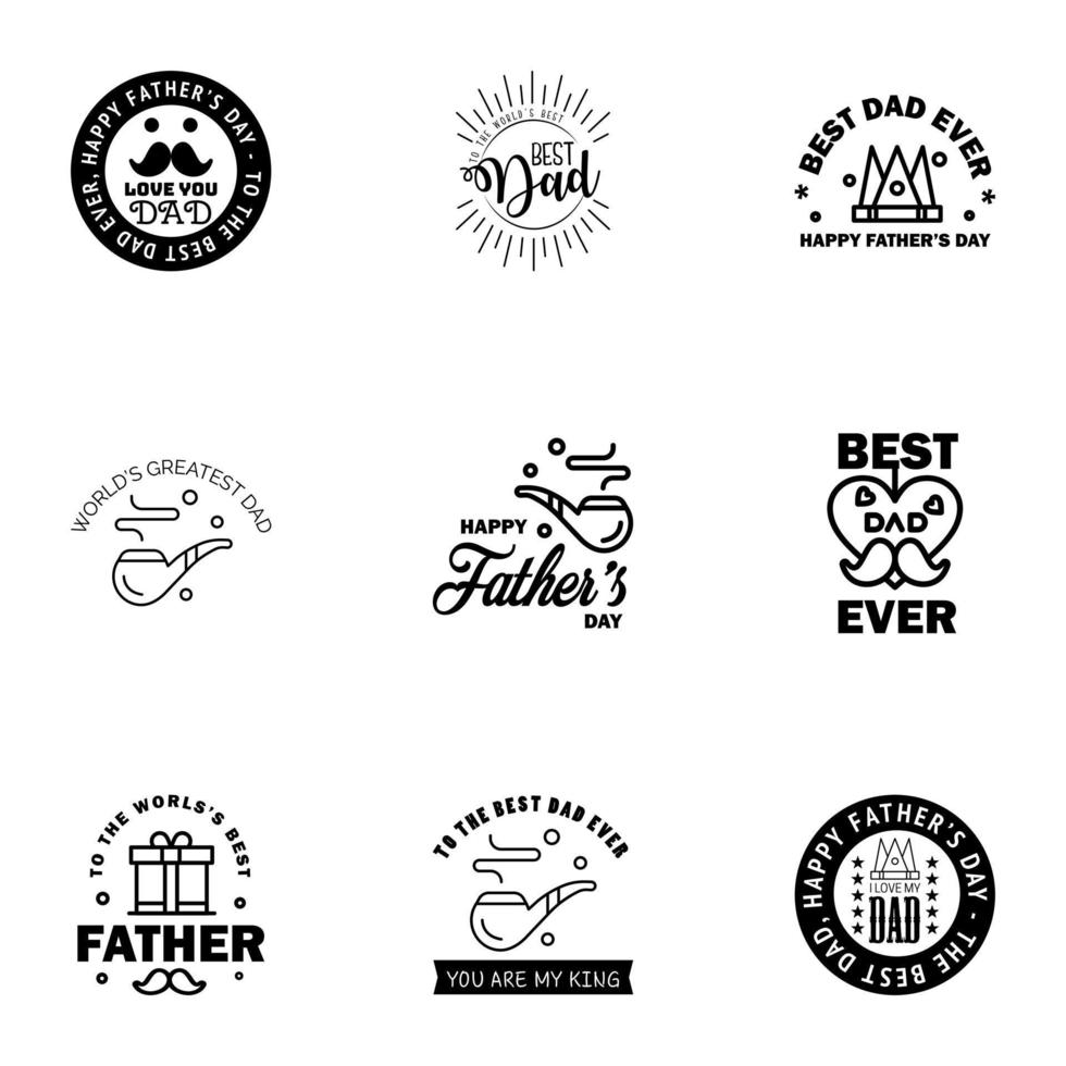 Happy Fathers Day Appreciation Vector Text Banner 9 black Background for Posters Flyers Marketing Greeting Cards Editable Vector Design Elements