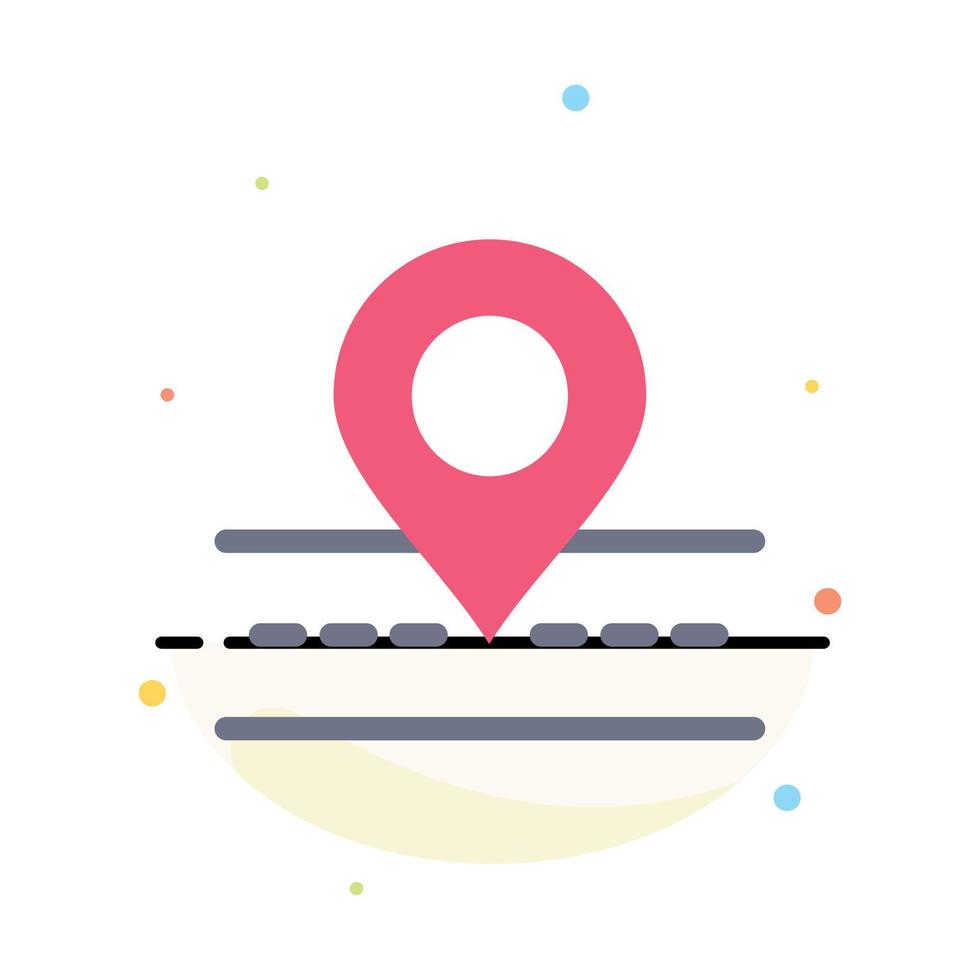 Road Location Way Map Abstract Flat Color Icon Template vector